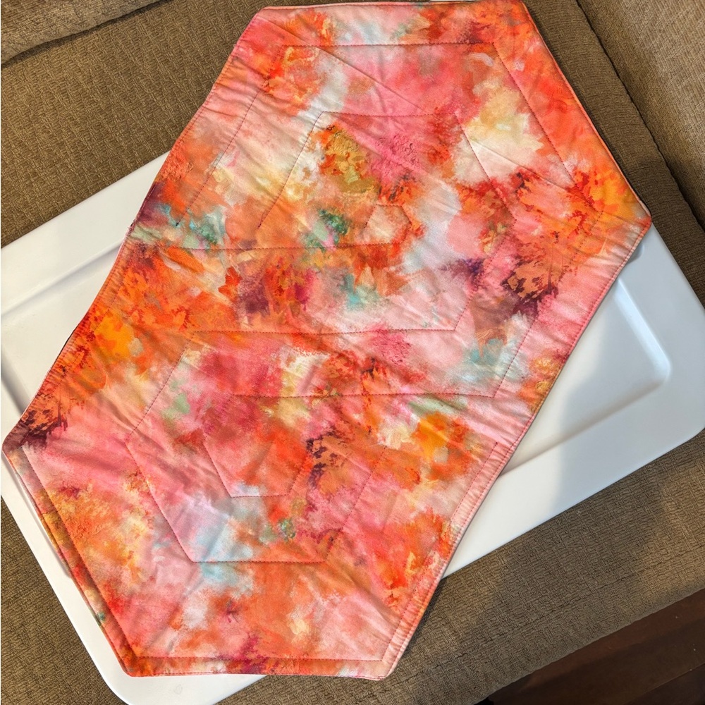 Table topper with Caribbean colors. 24” x 14”. New. Hand made. Cotton fabric. - Picture 3 of 3